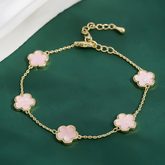 Bracciale fiore placcato oro cinque petali