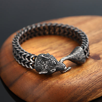 Bracciale testa di lupo vichingo