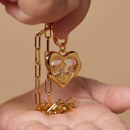 Collana cuore zirconi corta