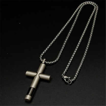 Collana croce lucida titanio