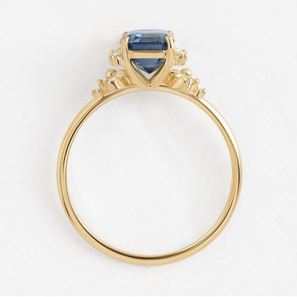 Anello zircone blu scuro
