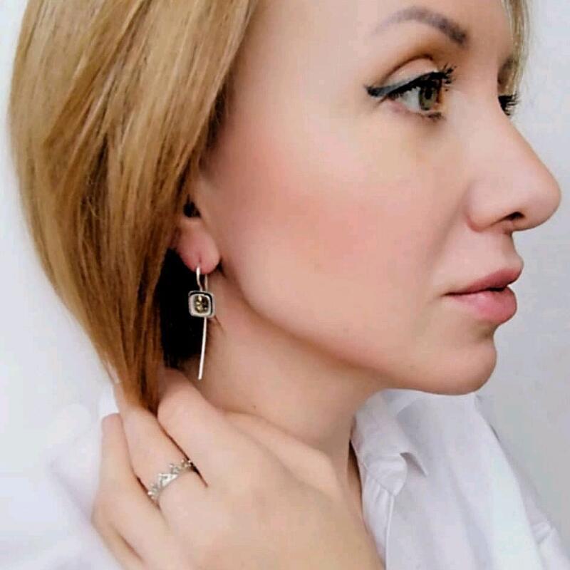 Orecchini quadrati perla