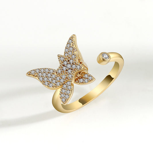 Anello farfalla girevole - oro