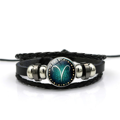 Braccialetto Pelle Intrecciata Zodiaco