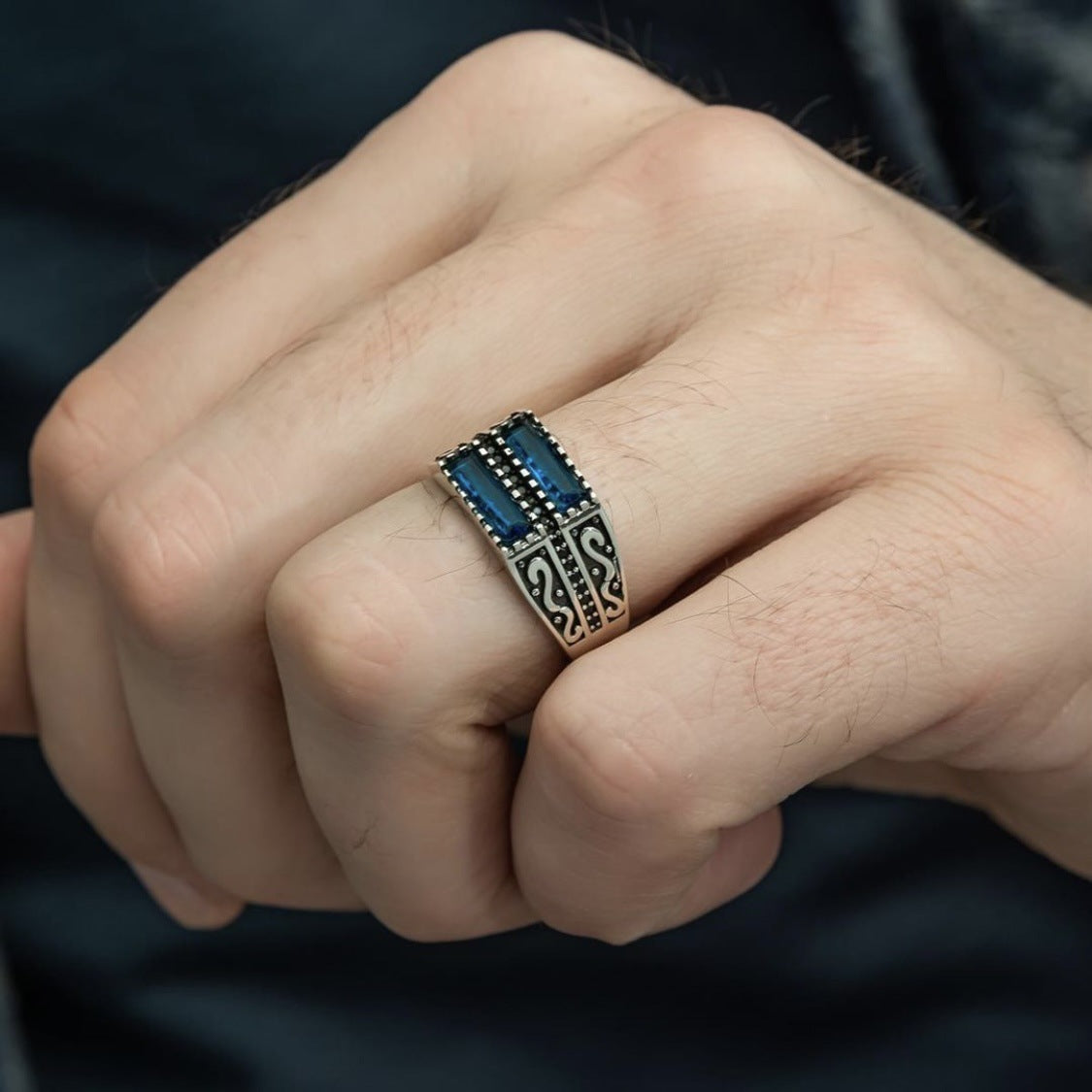 Anello zircone da uomo in lega