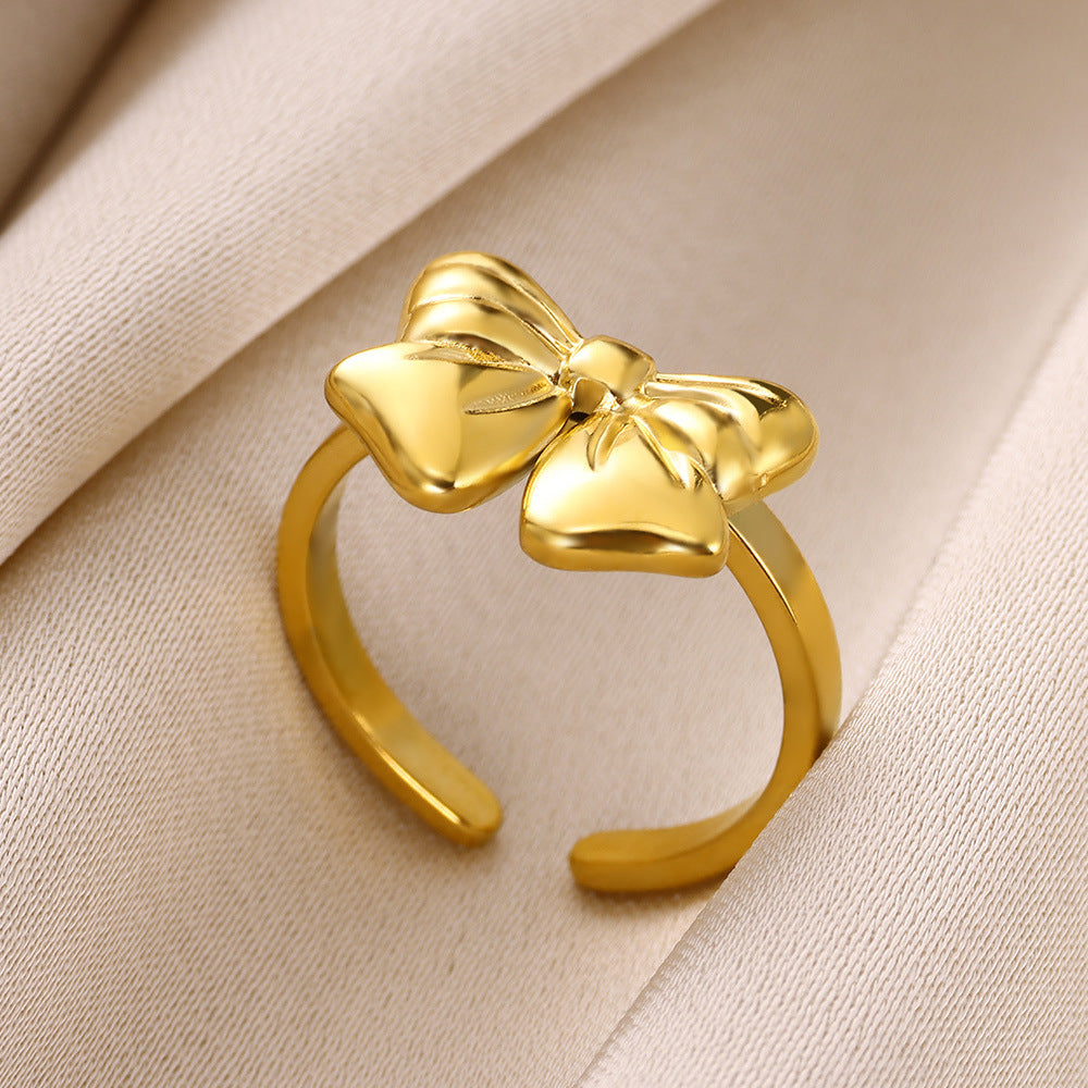 Anello acciaio titanio con fiocco