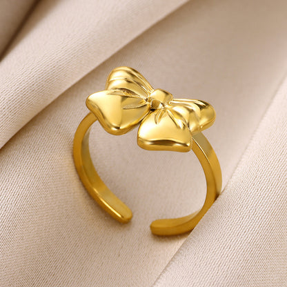 Anello acciaio titanio con fiocco