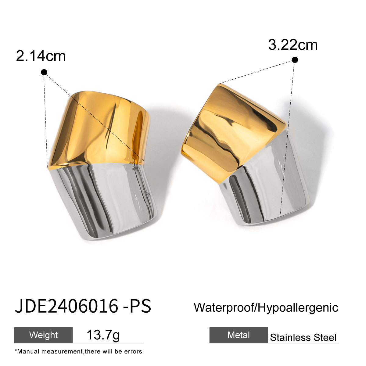 Orecchini geometrici oro acciaio