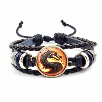 Bracciale pelle intrecciata vintage
