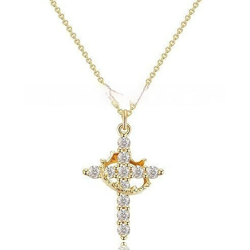 Collana croce coronata con zircone