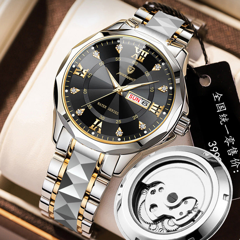 Orologio meccanico scheletrato da uomo fondo trasparente