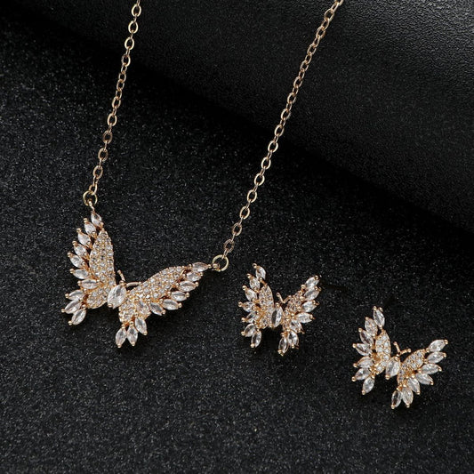Set collana e orecchini ali d'angelo
