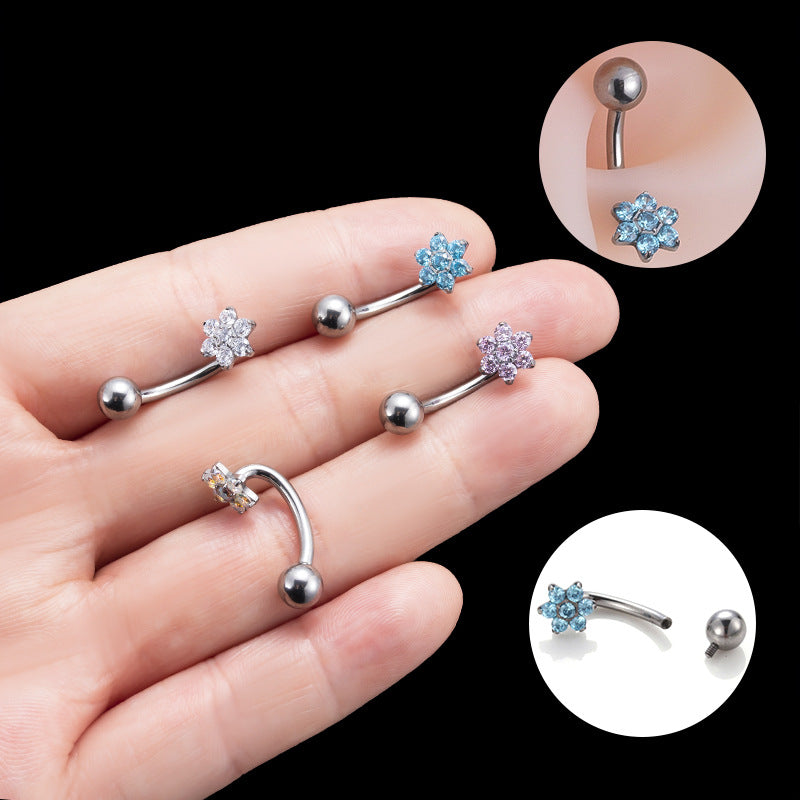 Piercing ombelico fiore zircone