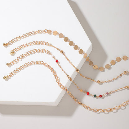 Cavigliera perline colorate set di 4