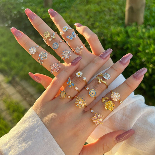 Anello fiori girevole