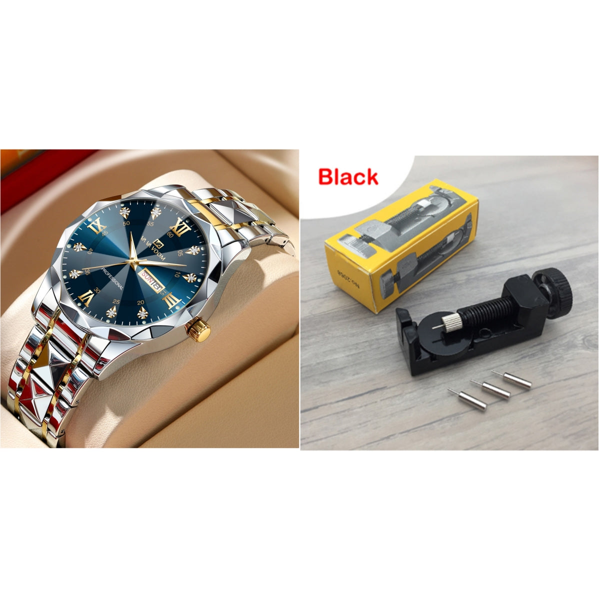 Orologio doppio calendario impermeabile in tungsteno
