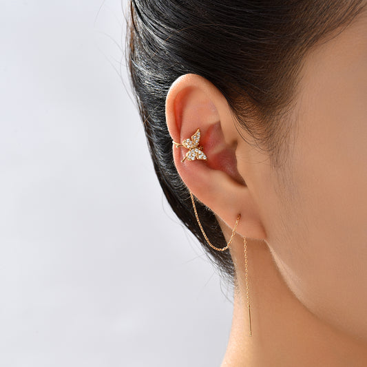 Orecchini clip farfalla zircone nappa