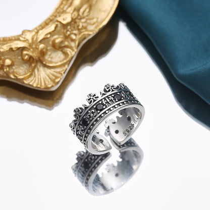 Anello Argento Zirconi Neri