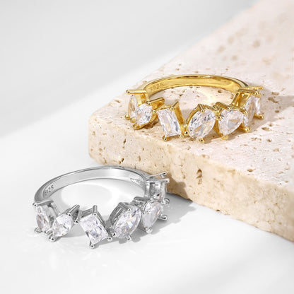 Anello argento geometrico con zirconi