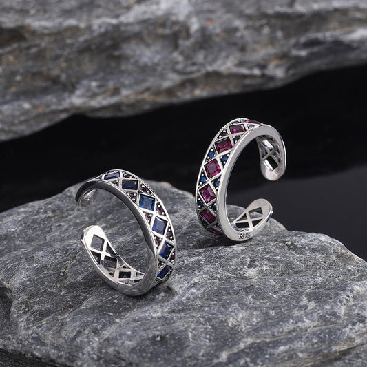 Anello geometrico argento sterling