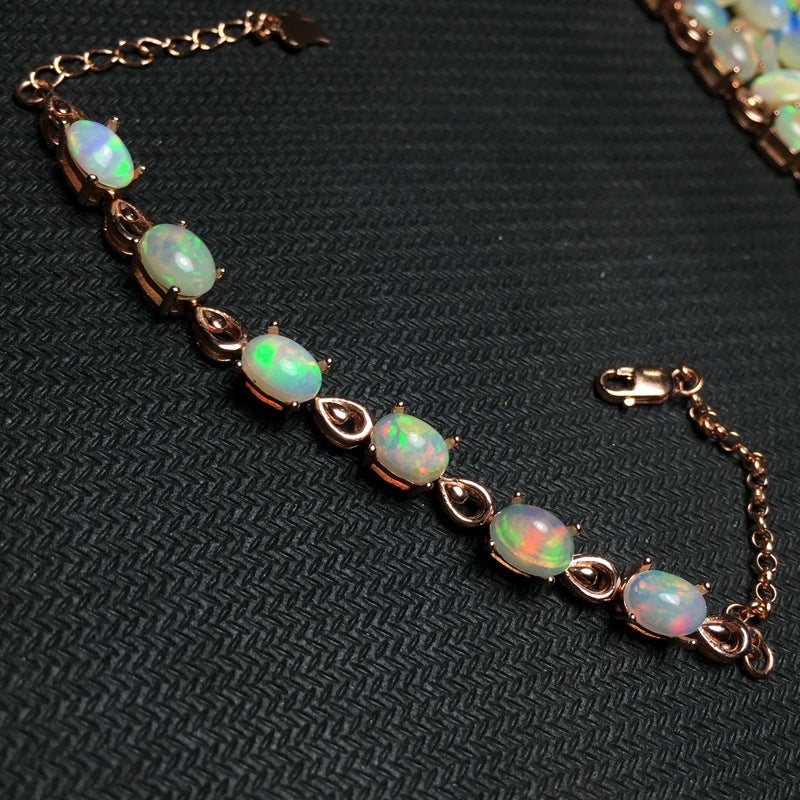 Bracciale argento e opale naturale