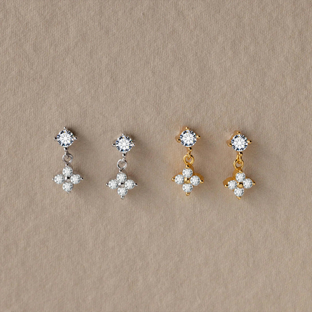 Orecchini Fiore Zircone Semplici