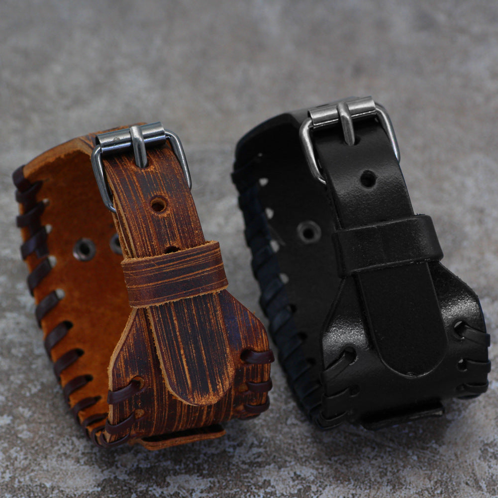 Bracciale Pelle Stile Viking Totem