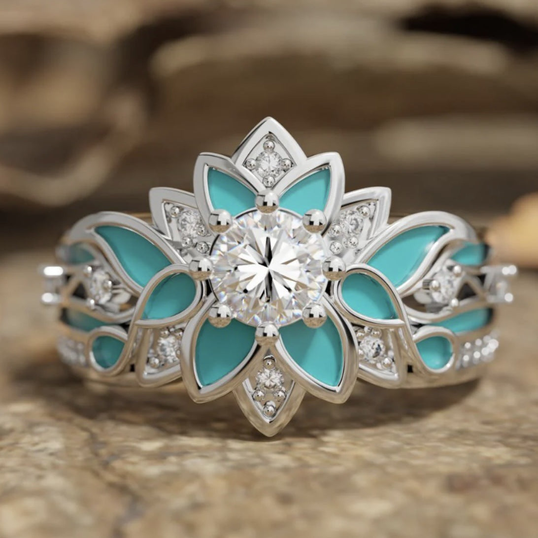 Anello Fiore Goccia di Smalto
