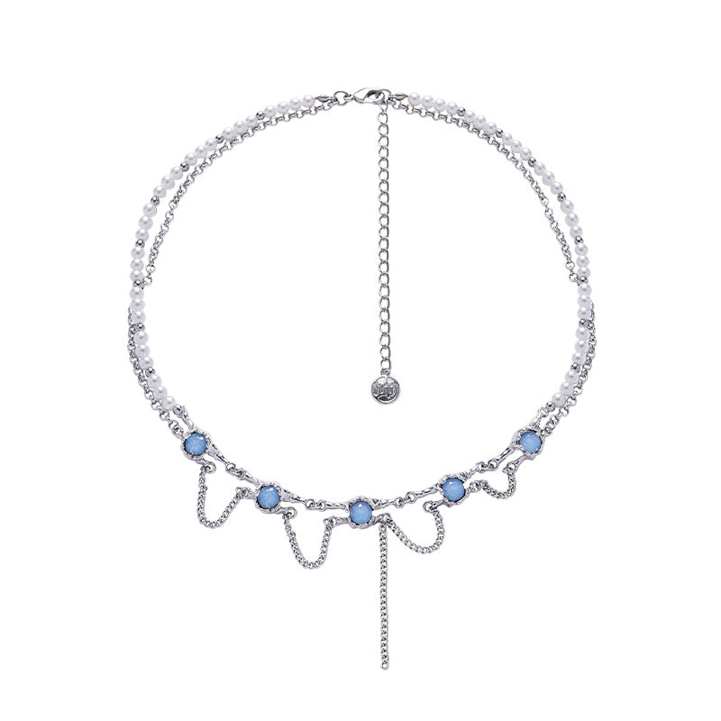 Collana Vetro Blu Geometrica