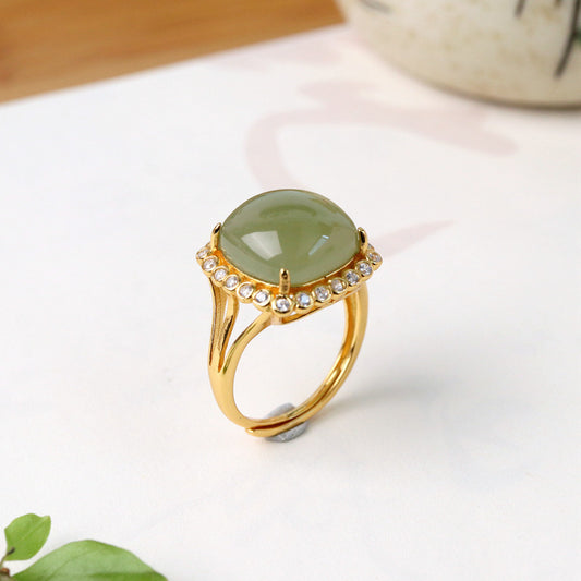 Anello Giada Quadrato