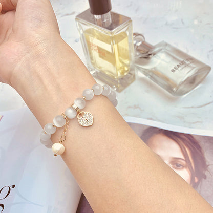 Bracciale cuore opale lucchetto