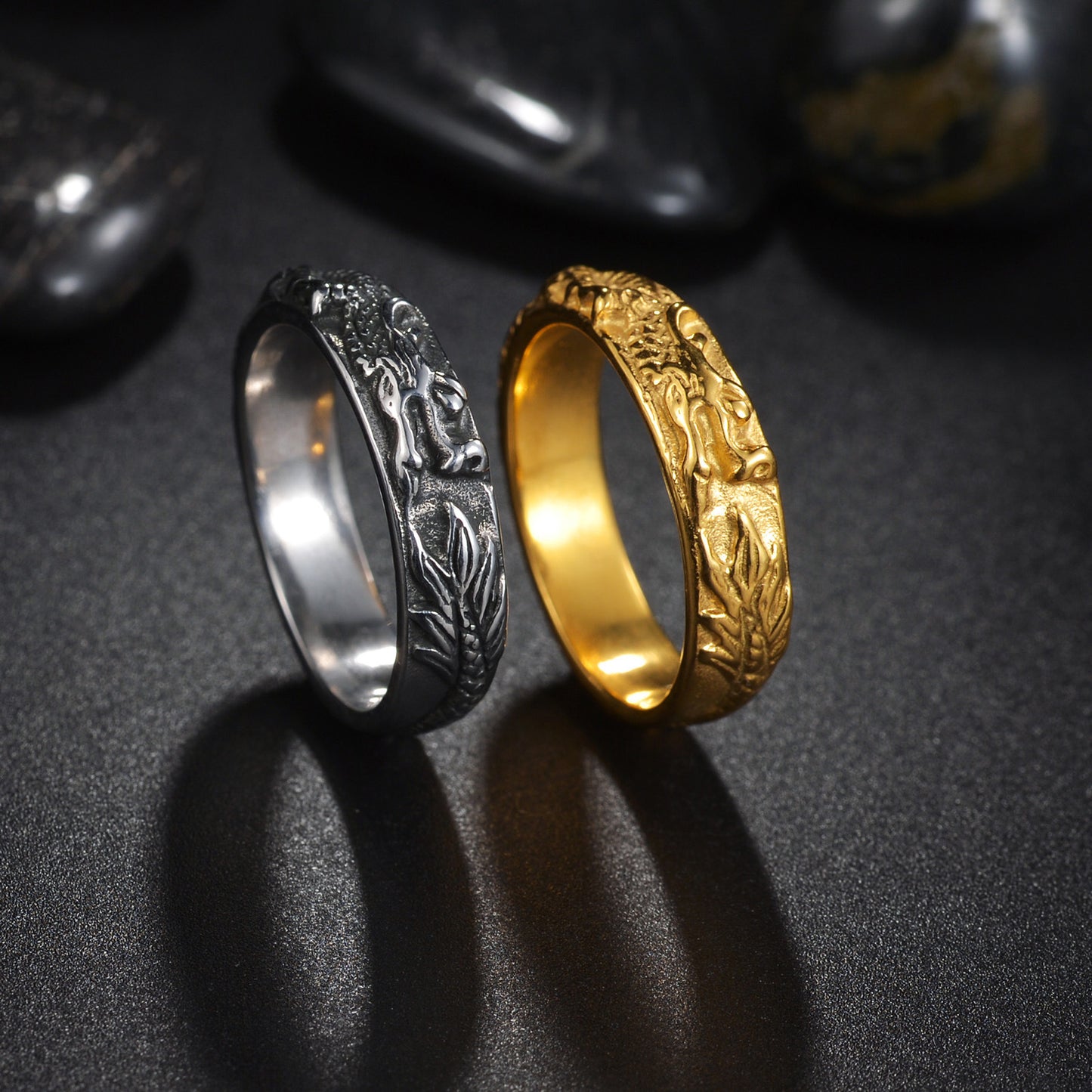 Anello drago titanio