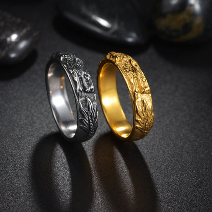 Anello drago titanio
