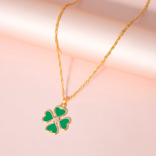 Collana Smalto Quadrifogli e Cuori