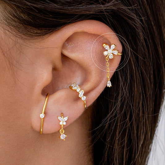 Orecchini Fiore Zircone Placcati Rame