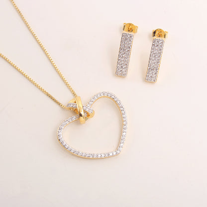 Set collana cuore con zirconi