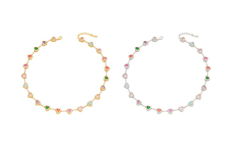 Collana cuore zircone colorata