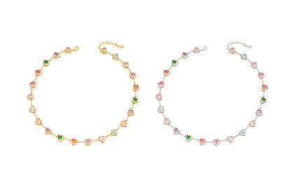 Collana cuore zircone colorata