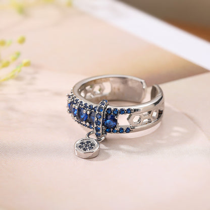 Anello geometrico aperto con zircone