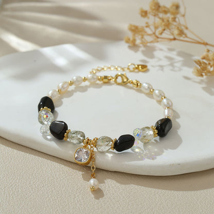 Braccialetto perle d'acqua dolce con zirconi