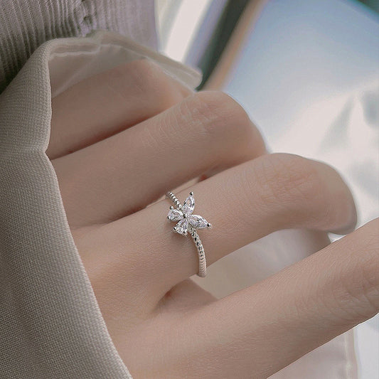 Anello Farfalla Diamante Argento