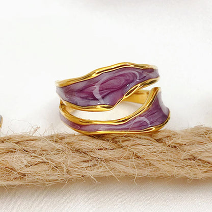 Anello smaltato placcato oro da donna