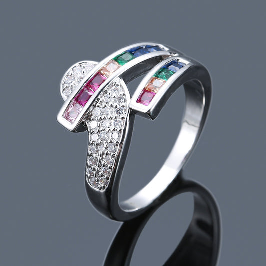 Anello fiori con zirconi