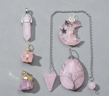 Collana goccia cristallo rosa e bianco