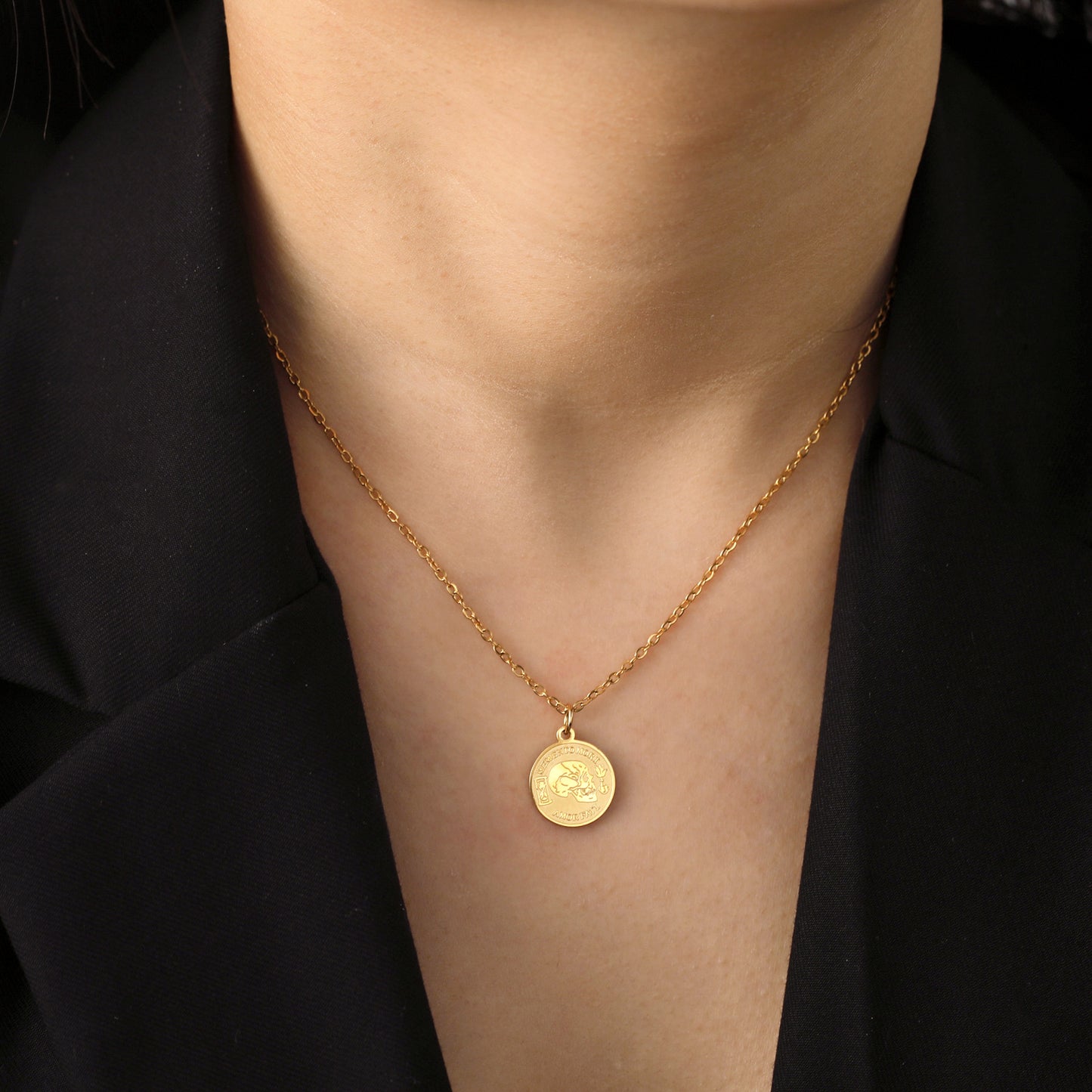 Collana teschio titanio rotonda