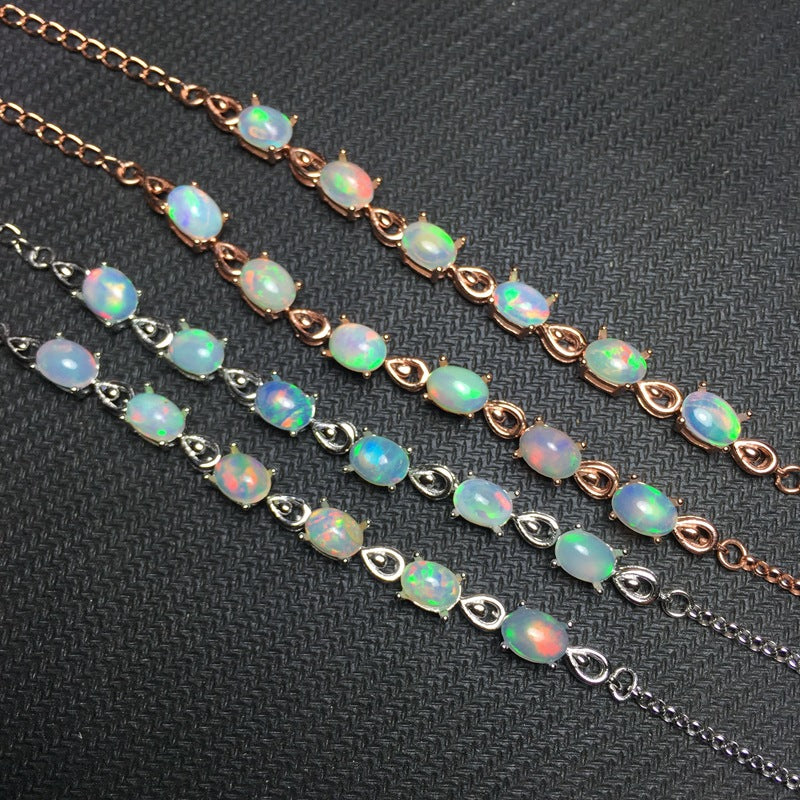 Bracciale argento e opale naturale