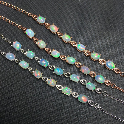 Bracciale argento e opale naturale