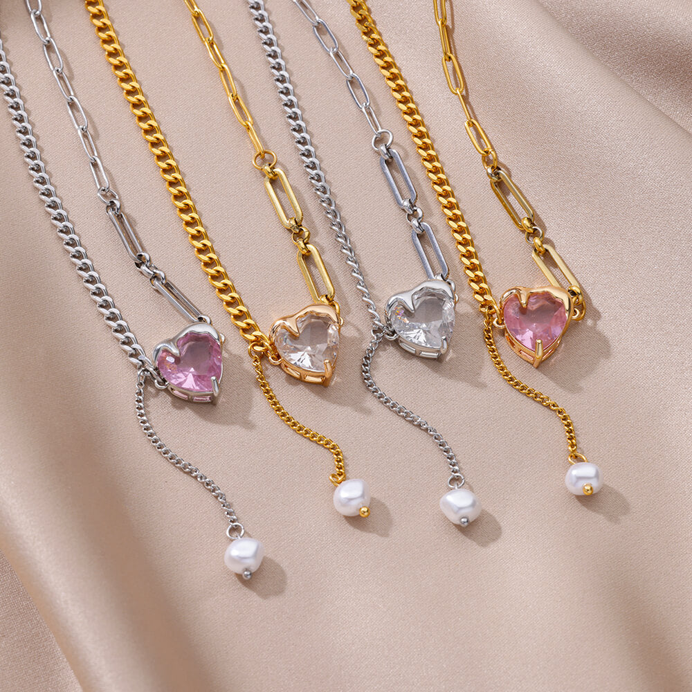 Collana cuore zircone semplice