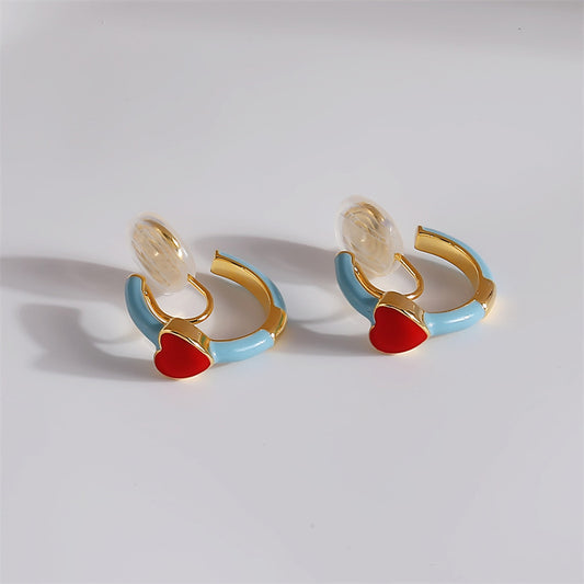 Orecchini clip cuore smaltati