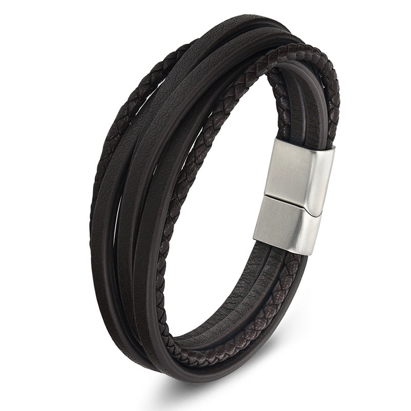 Bracciale pelle intrecciata genuina